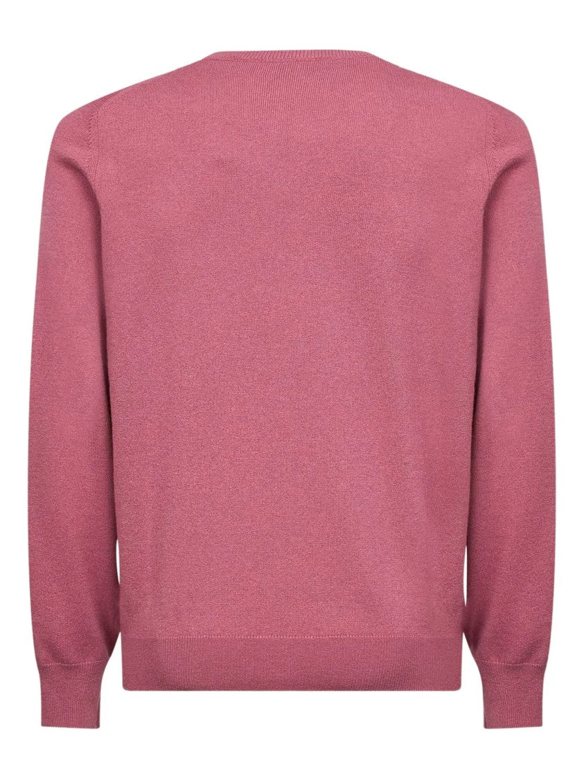 Brunello Cucinelli Red Ribbed Trims Cashmere Sweater