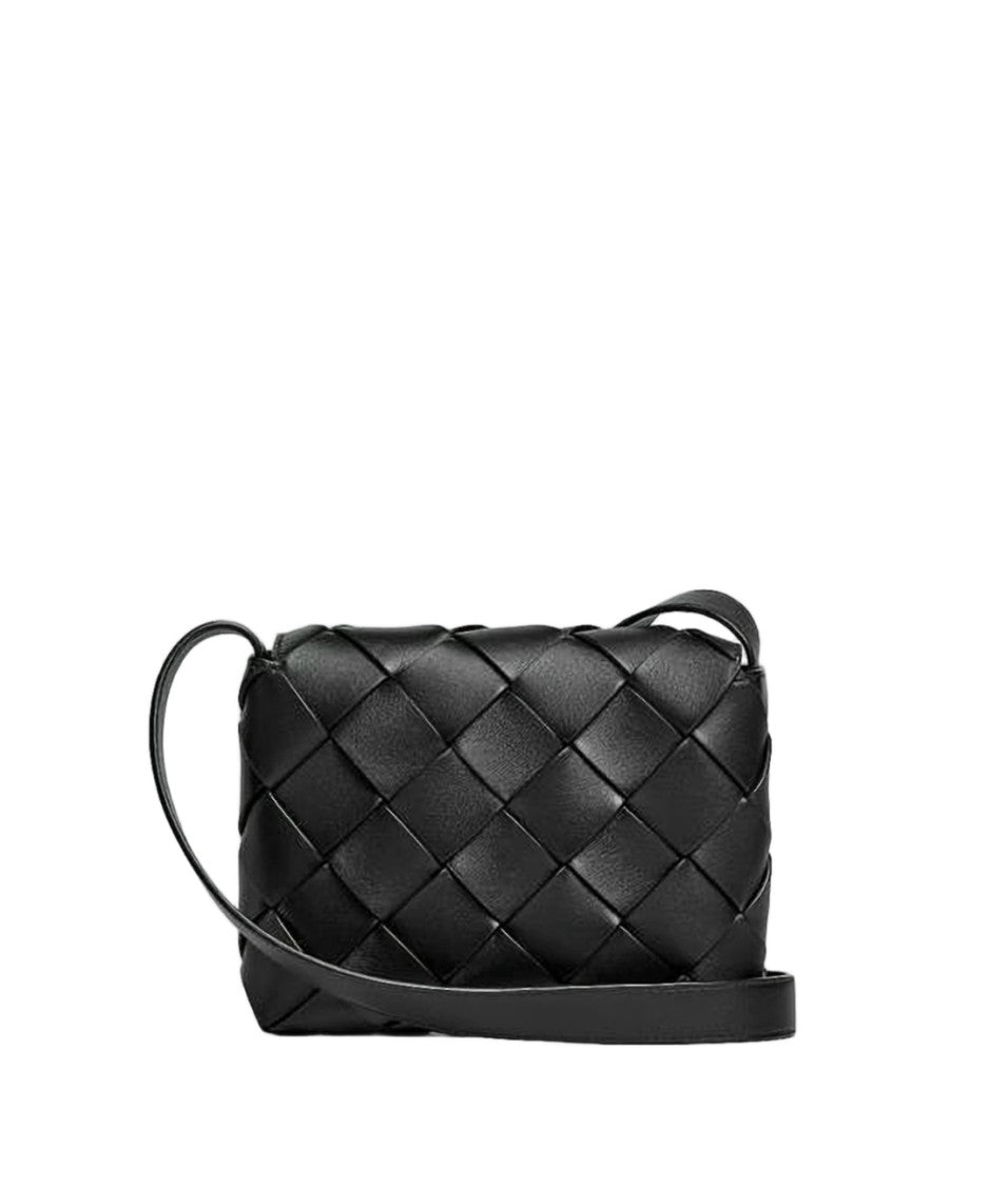 Bottega Veneta Compact Black Calf Leather Crossbody Bag