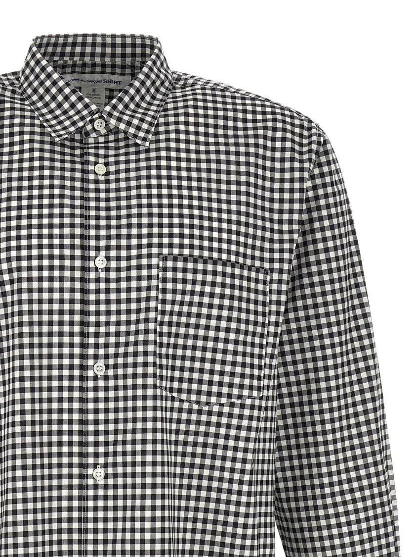 Comme Des Garçons Vichy Print Cotton Poplin Shirt With Mother-Of-Pearl Buttons