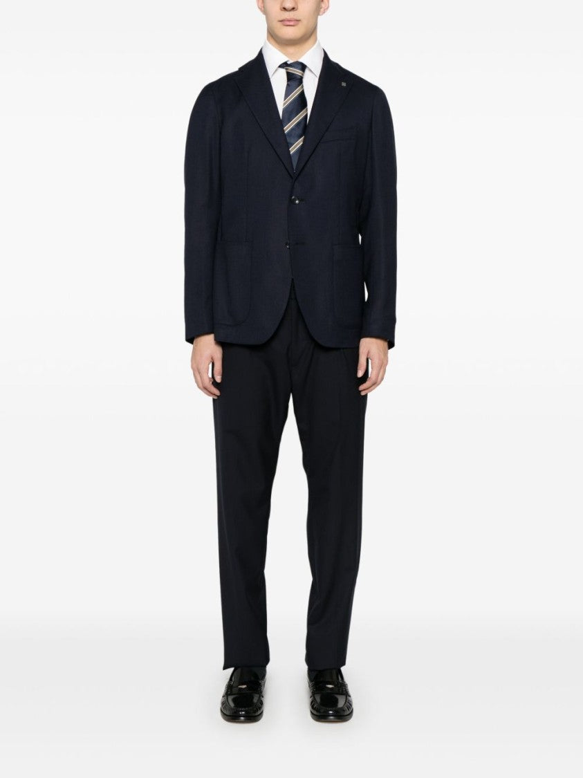 Tagliatore Tailored Blue Jacket With Notched Lapels