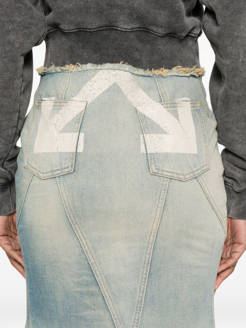Off-White Flared Denim Maxi Skirt