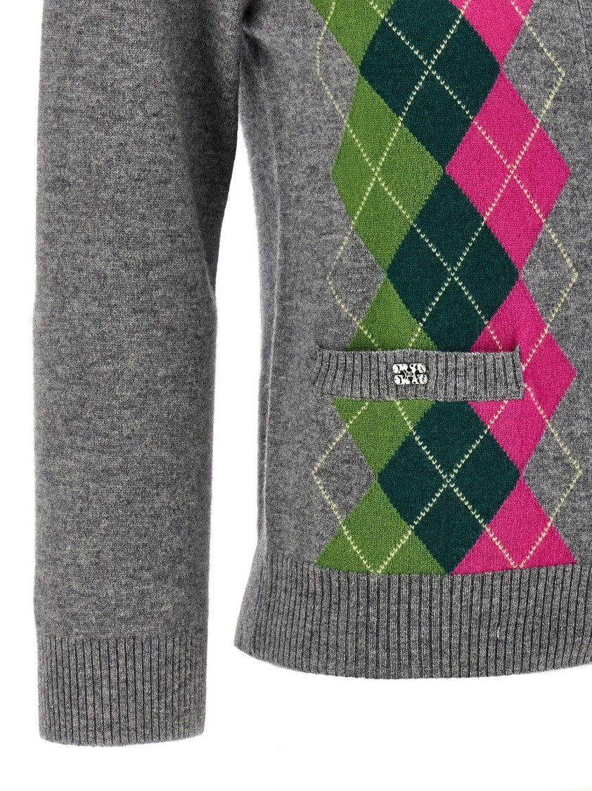 Ganni Grey Check' Cardigan