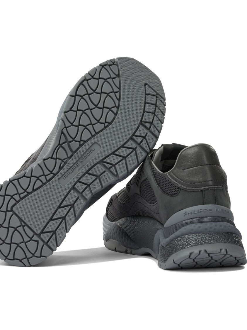 Philippe Model Paris Layered Dark Grey Sneakers With Sculpted Sole