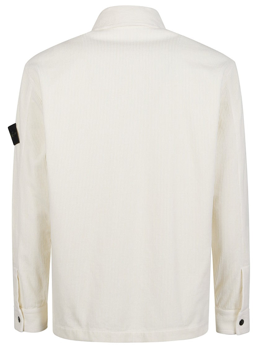 Stone Island Overshirt Relaxed-Fit White Cotton Jacket