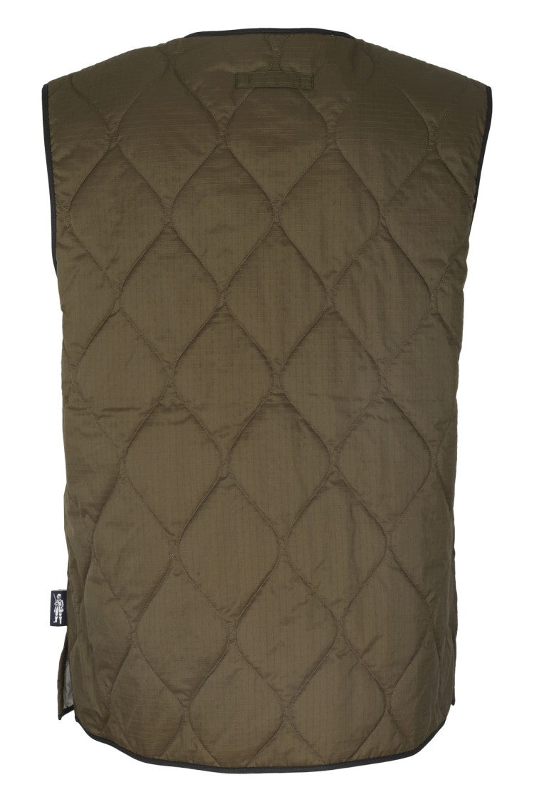 Mackintosh Quilted Khaki Vest With Flap Pockets