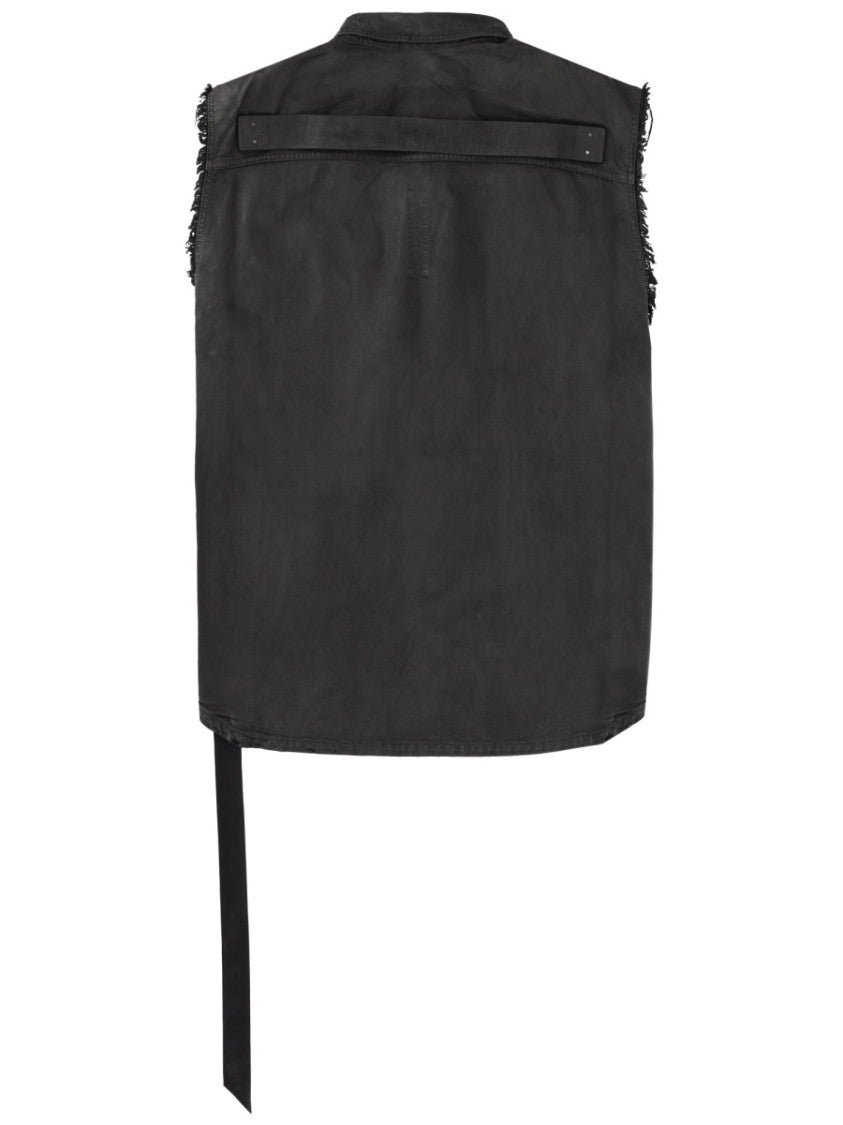 Drkshdw By Rick Owens Sl Tommy Jumbo Oversized Frayed Cotton Jacket