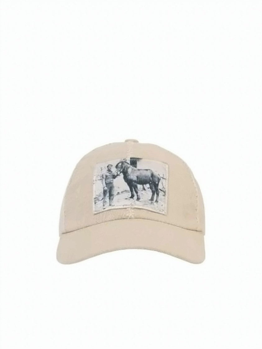 Jacquemus Linen Baseball Cap With Vintage Patch
