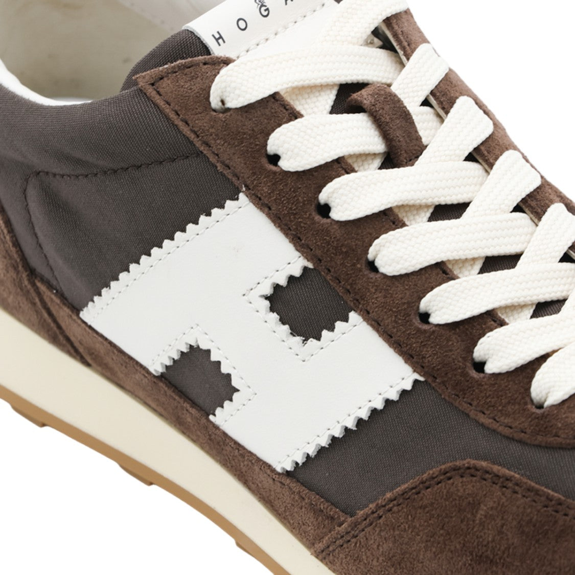 Hogan Dark Brown Suede And Fabric Sneakers