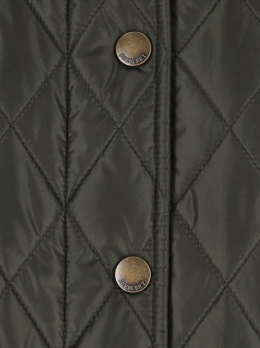 Burberry Quilted Green Burberry Car Coat