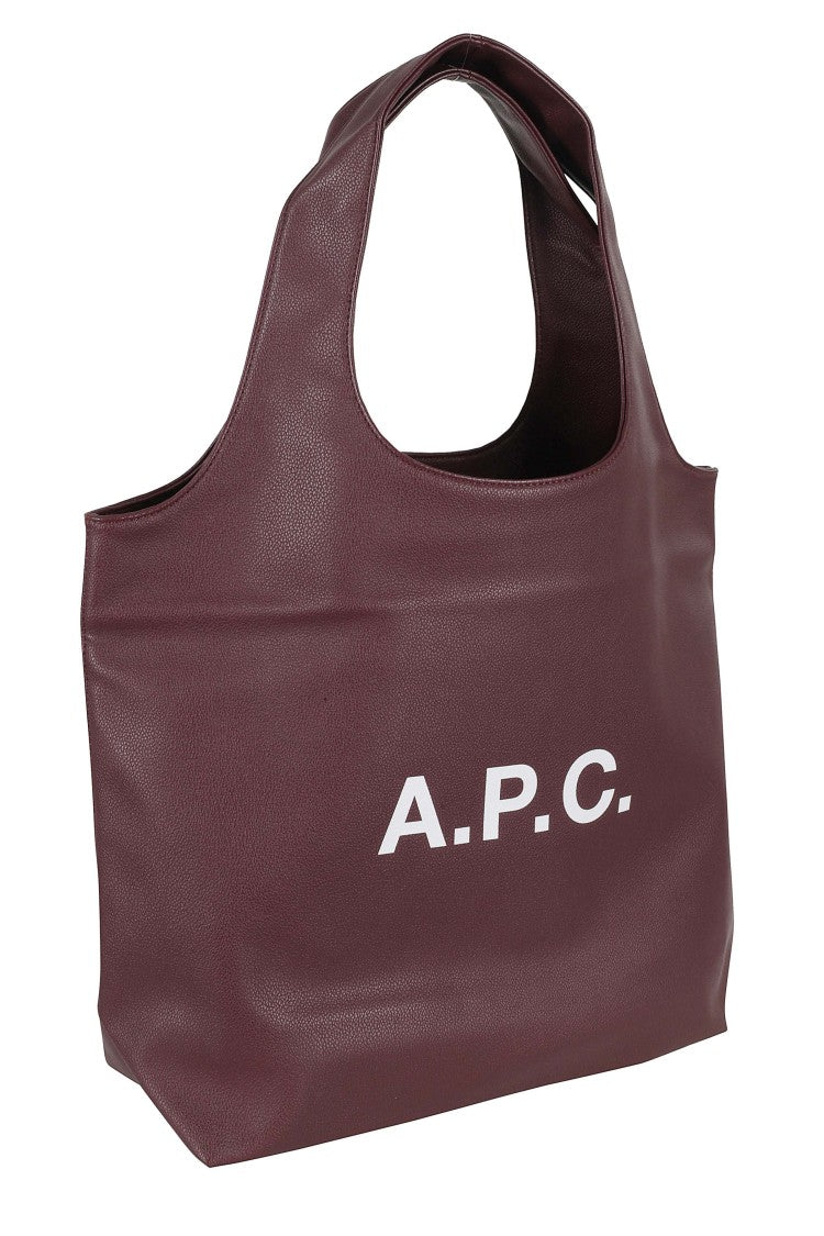 A.P.C. Wine Tote Ninon Front-Logo Polyurethane Tote Bag