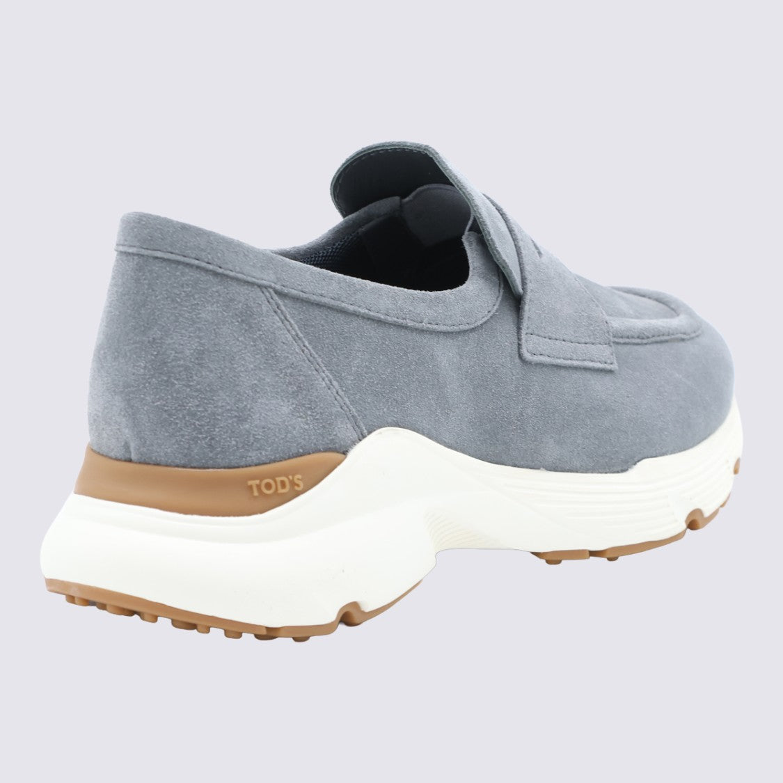 Tod's Loafer-Inspired Grey Suede Flats With Textured Sole