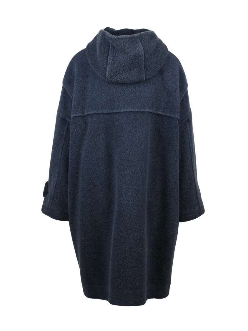Circolo 1901 Navy Blue Virgin Wool-Blend Montgomery Coat