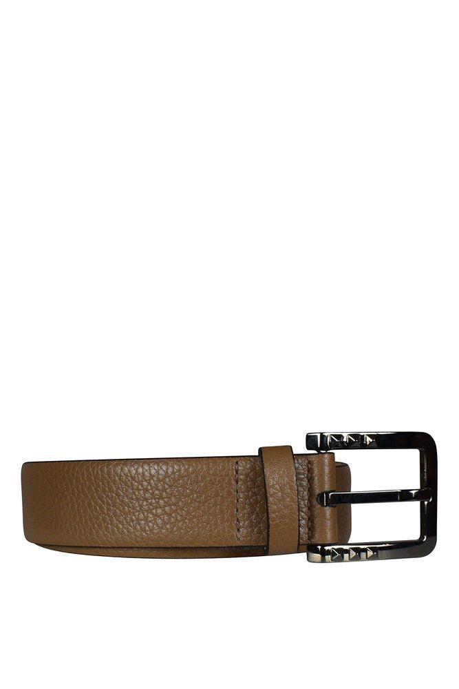Valentino Garavani Textured Leather Belt With Polished Metal Buckle