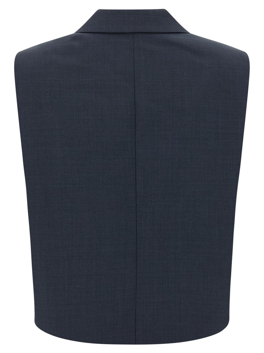 Theory Slightly Cropped Double-Breasted Vest With Peak Lapels