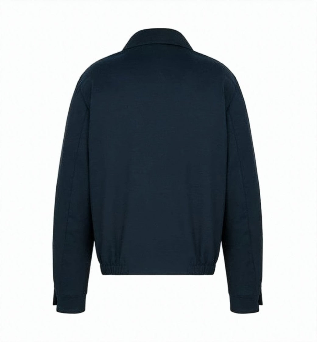 Dior Minimalist Blue Wool Jacket With Elasticated Hem