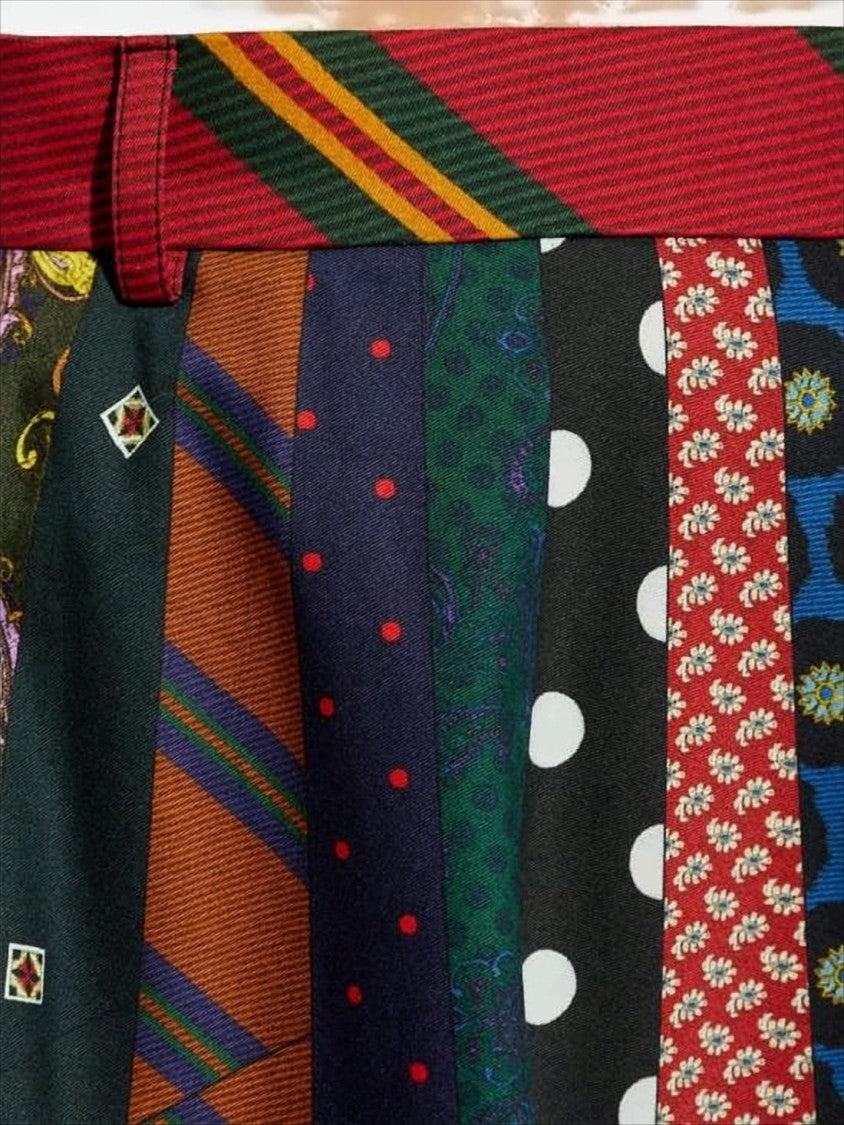 Moschino Patchwork Midi Skirt With Scalloped Hem