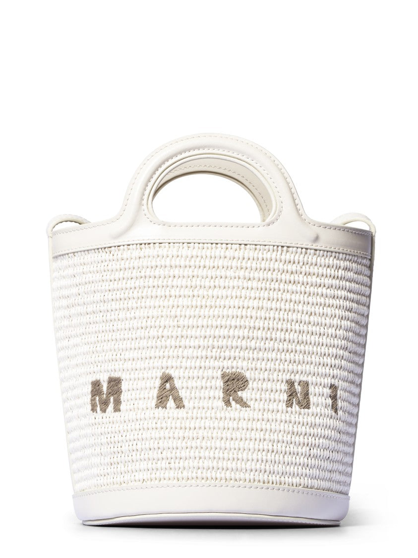 Marni Structured Handbag With Woven Texture And Leather Trim