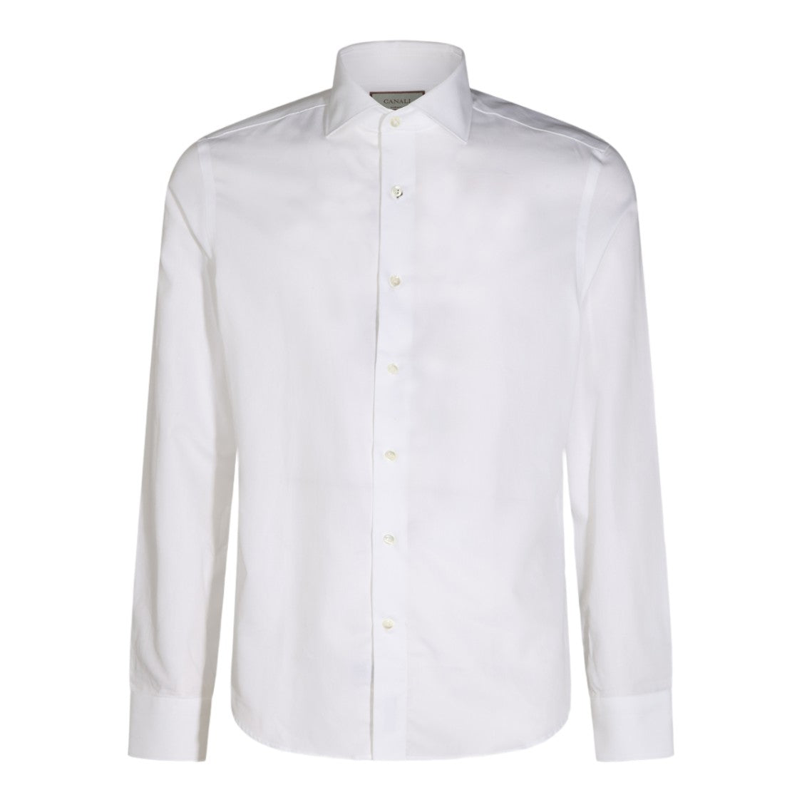 Canali White Long-Sleeve Pointed Collar Shirt