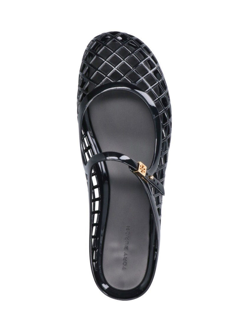 Tory Burch Black Mellow Mary Jane Perforated Flats