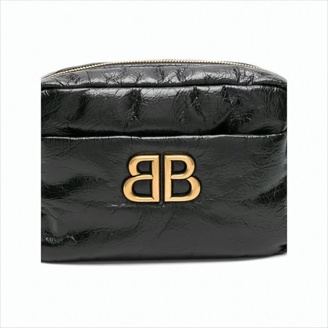 Balenciaga Compact Glossy Calf Leather Shoulder Bag With Double 'B' Logo