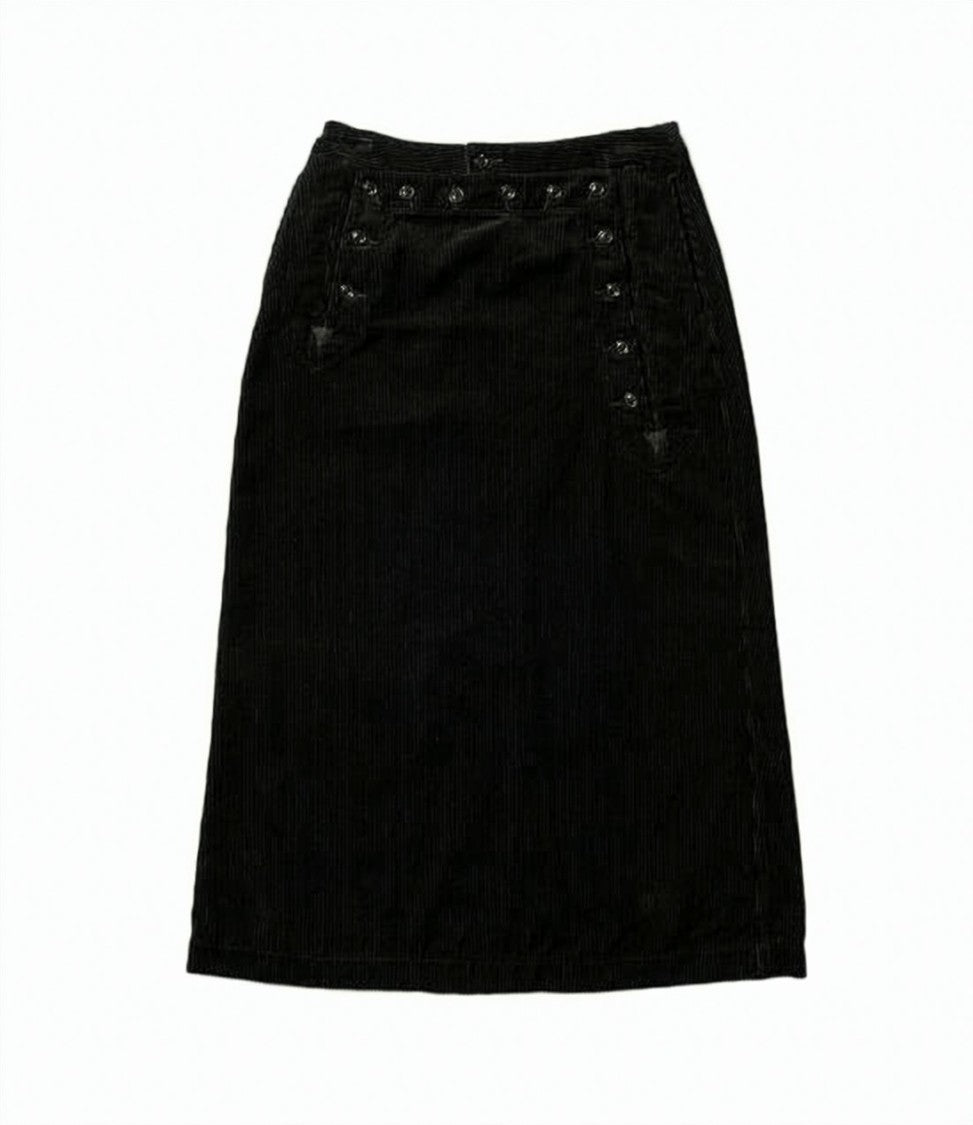 Engineered Garments Midi-Length Black Skirt With Button Detailing And Textured Finish