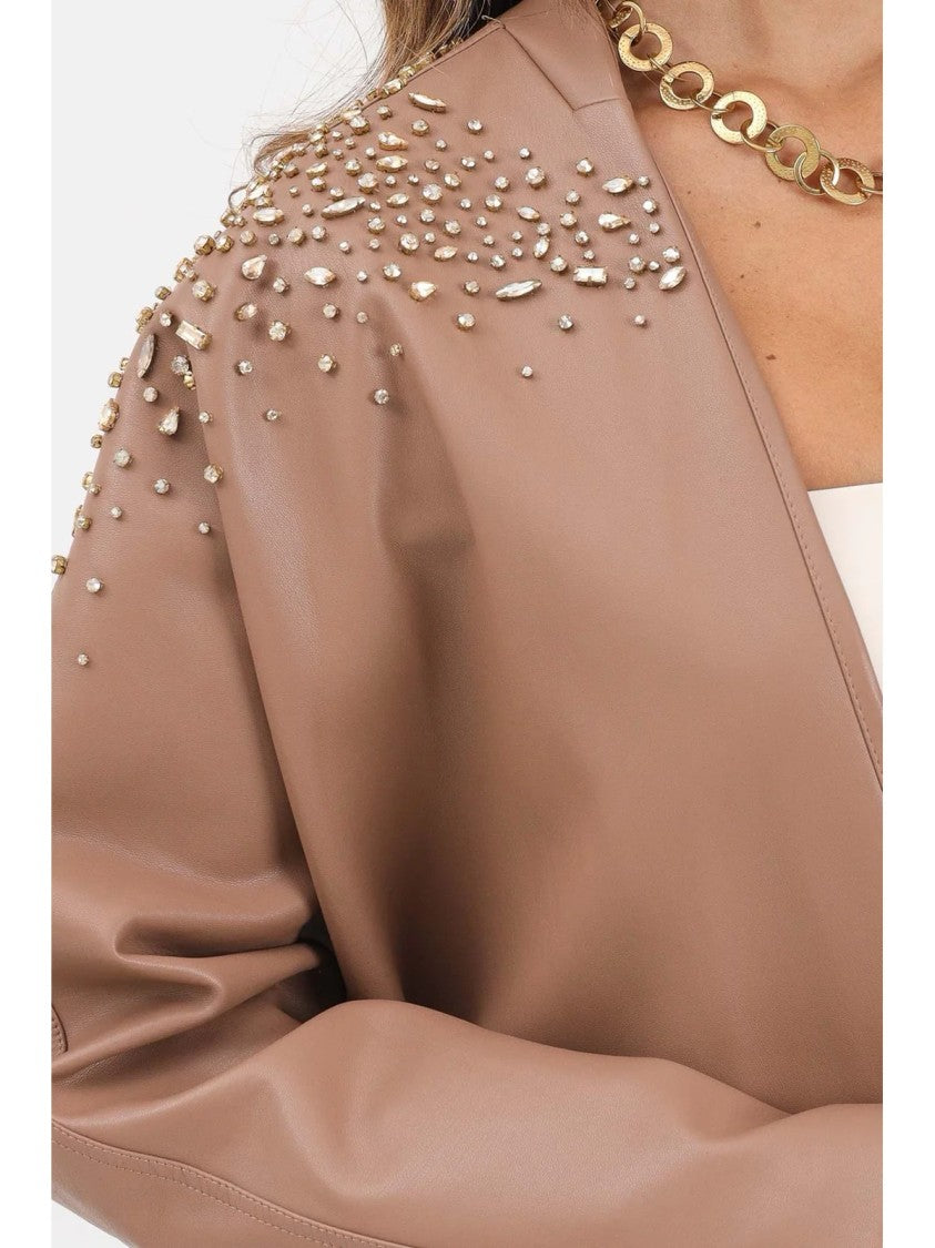 Alma Sanchez Long Belted Overcoat With Intricate Bead Embellishments