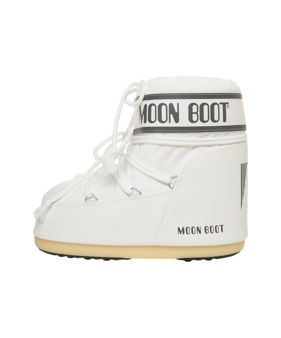 Moon Boot White Low Nylon Ankle Boots With Padded Shaft
