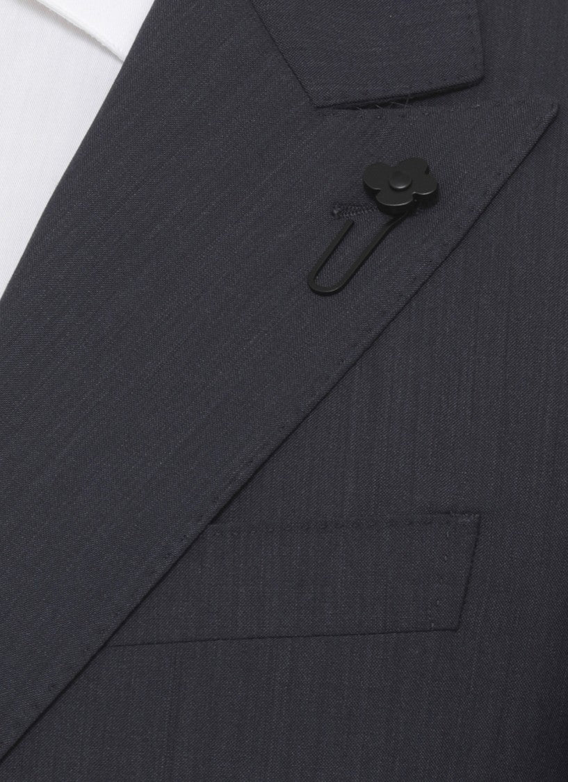 Lardini Blue Pin Lapel Wool Suit