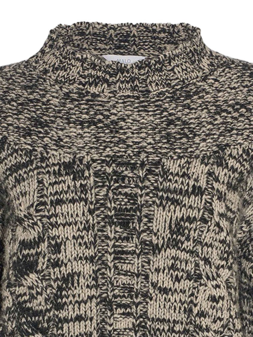 Malo Wool And Cashmere Sweater With High Neck And Mélange Finish
