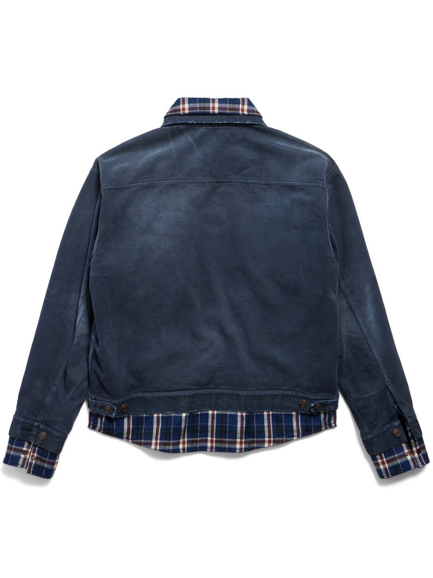 Balenciaga Dark Blue Patched Layered Shirt Jacket