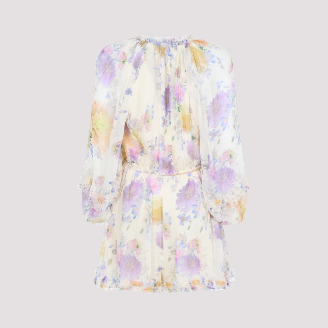 Zimmermann Floral Print Overall With Ruffled Cuffs