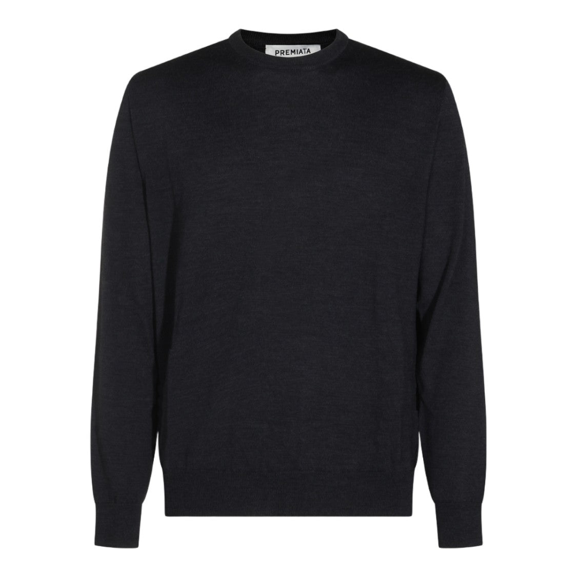 Premiata Minimalist Black Crew Neck Sweater With Ribbed Details