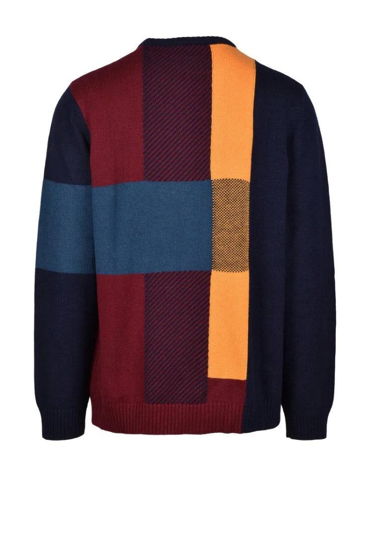 Harmont&Blaine Blue/Bordeaux Wool Polyamide Acrylic Men's Sweater