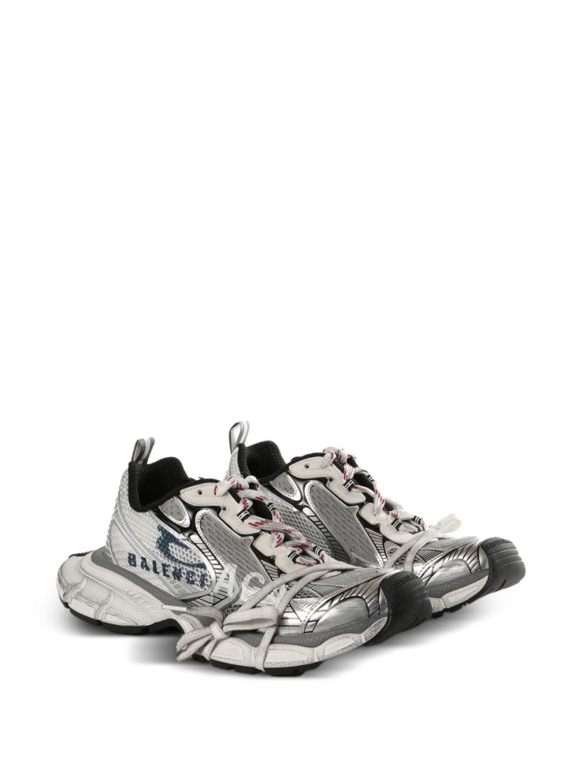Balenciaga Futuristic Silver Mesh Flat Shoes