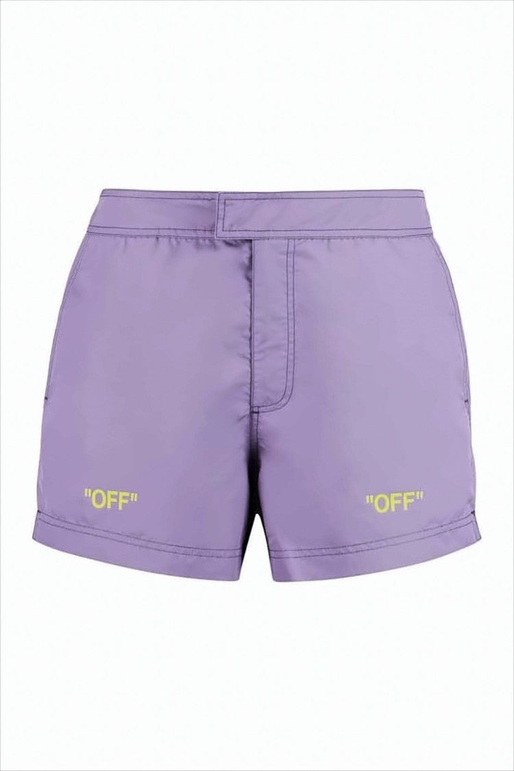 Off-White Tailored Swim Shorts In Soft Lavender With Minimalist Design