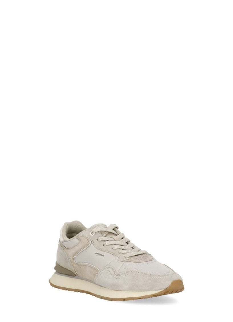 Hoff Beige Suede Leather Lace-Up Sneakers