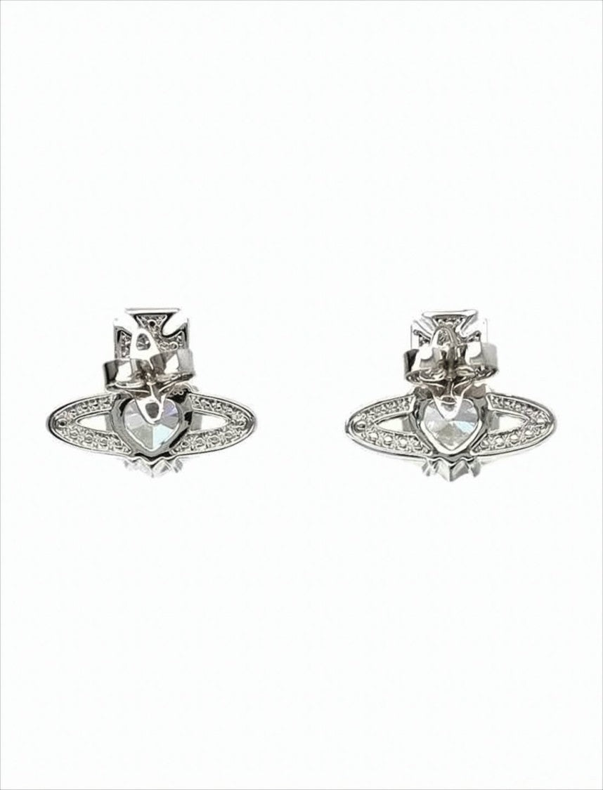 Vivienne Westwood Platinum White Cz Crystal Stud Earrings