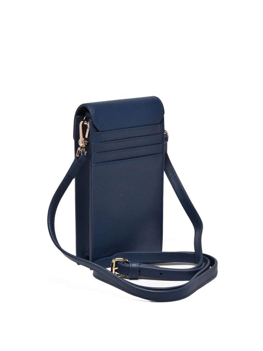Vivienne Westwood Rectangular Blue Leather Phone Holder With Adjustable Strap