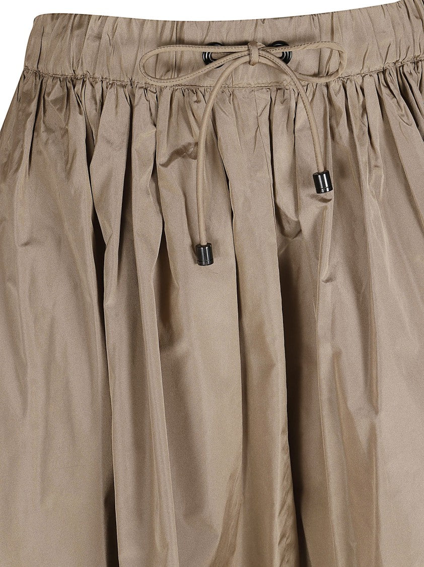 Max Mara Trapezoid Midi Skirt In Smooth Kaki Silk