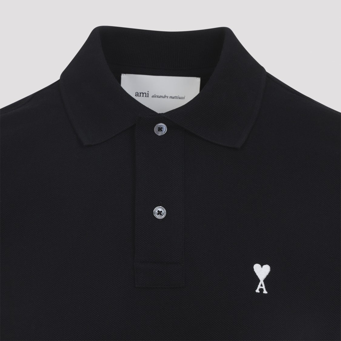 Ami Paris Cotton Black Polo Shirt