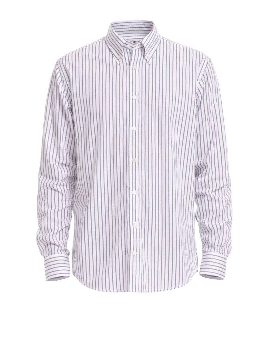 Cellar Door Sage Men’S Striped Cotton Shirt