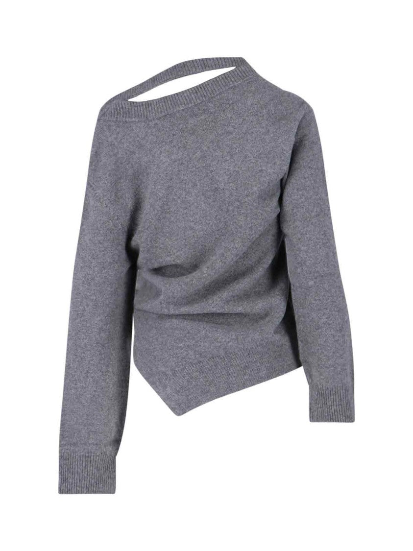 Róhe Asymmetrical Grey Wool And Cashmere Sweater