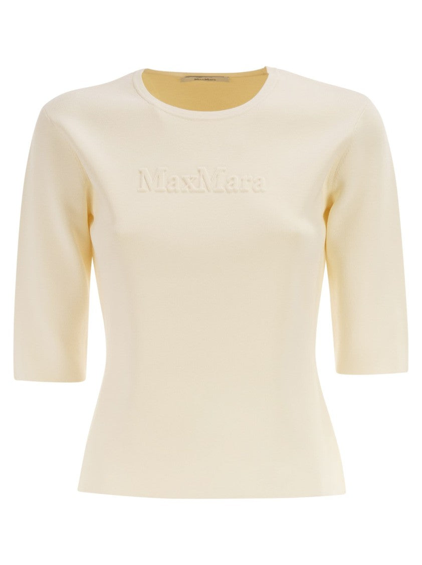 Max Mara Mxpaustero - Short-Sleeved Top With Embroidered Logo
