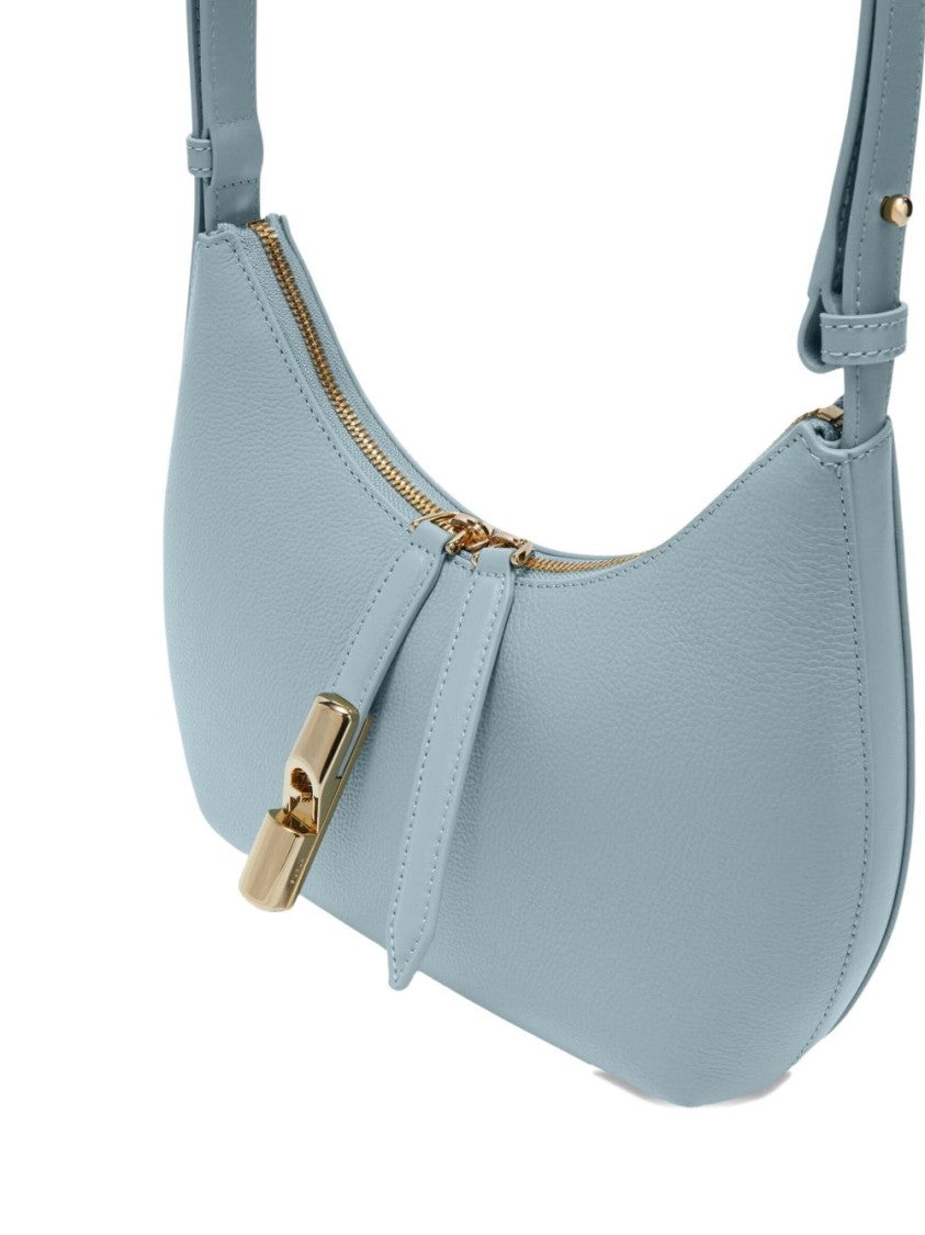 Furla Light Blue Top Zip Handbag With Detachable Handle