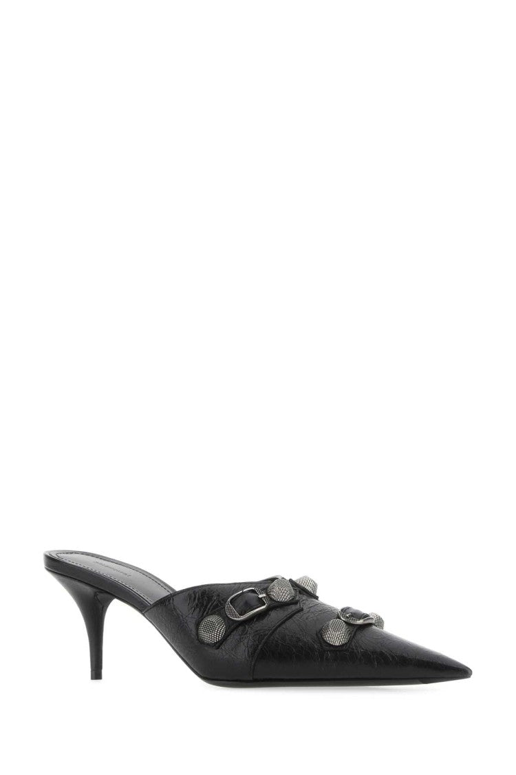 Balenciaga Black Leather Cagole Mules