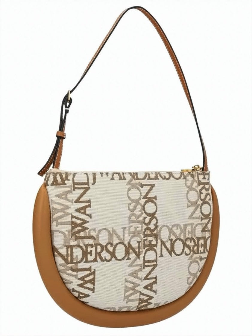 J. W. Anderson Crescent-Shaped Canvas Shoulder Bag With Leather Trim