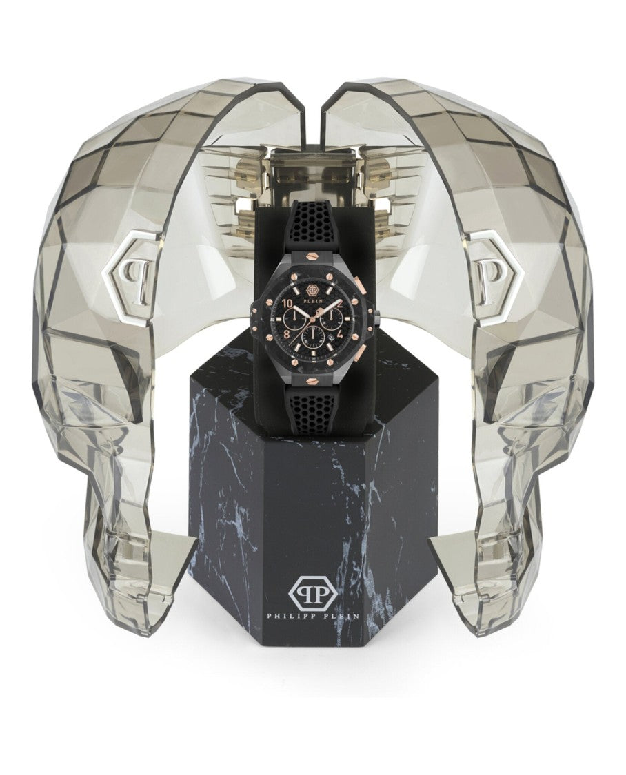 Philipp Plein Chronograph Quartz Movement Watch With Black Guilloche Dial