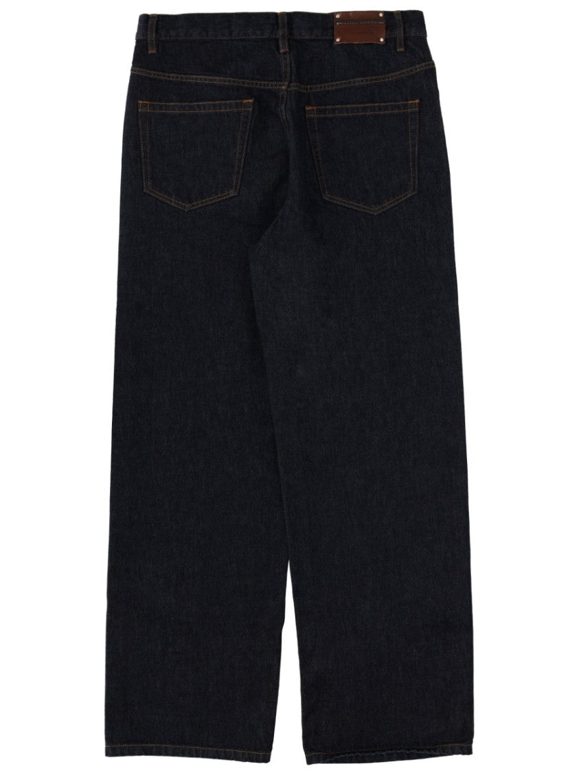 Dries Van Noten Pine Loose Wide-Leg Indigo Jeans