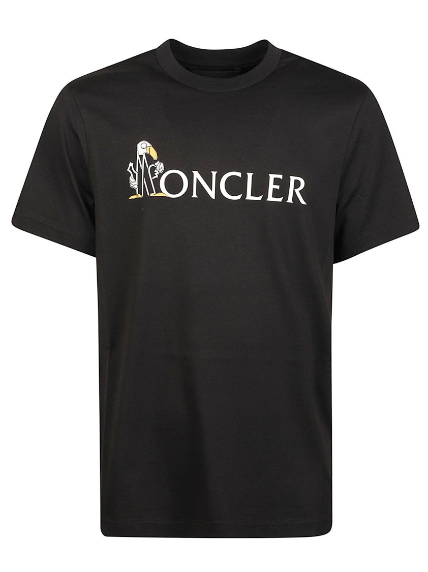 Moncler Short-Sleeve Bold Logo Print Cotton T-Shirt