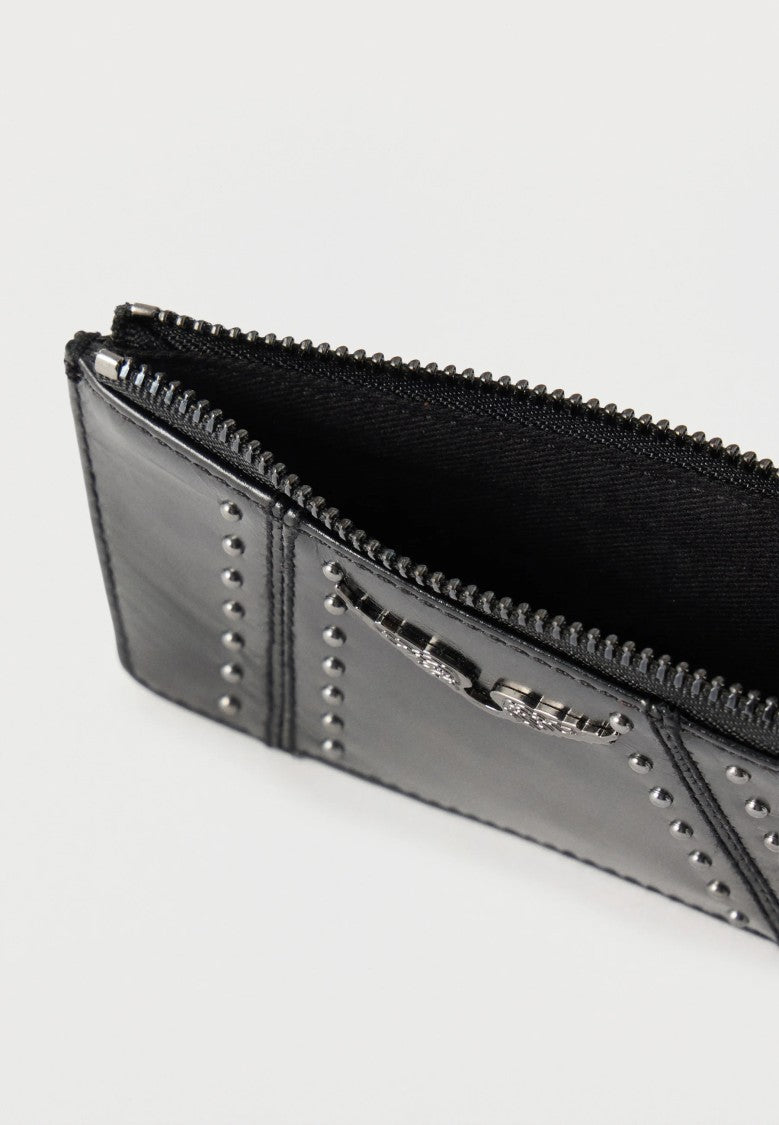 Zadig & Voltaire Rectangular Black Wallet With Silver Stud Detailing